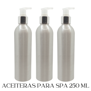 SET DE 3 ACEITERAS ALUMINIO PARA SPA 250ML Calidad Premium